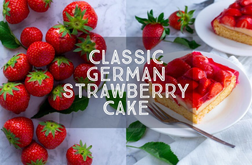 German Strawberry Cake or Erdbeerkuchen is made from a heavenly combination of soft sponge cake, creamy vanilla custard, and fresh spring strawberries,