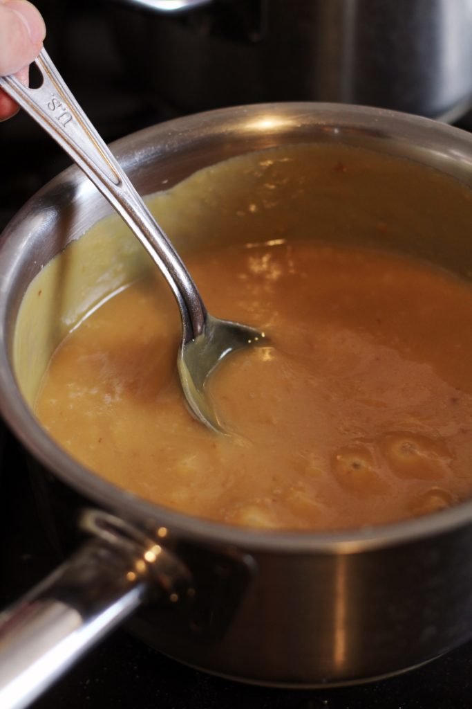 Making Caramel in a saucepan.