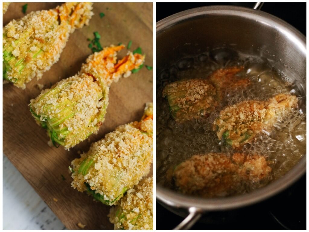 Crumbed and Fried Zucchini Flowers