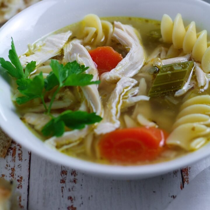 Chicken and Noodle Soup in a bowl.