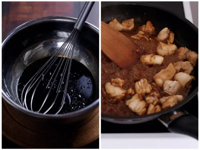 Quick Teriyaki Sauce and cooking chicken.