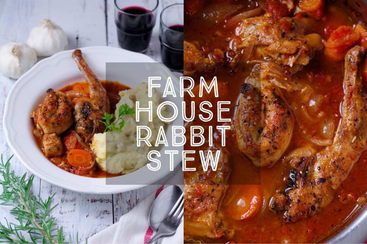 Country-style Farmhouse Rabbit Stew is a rich and warming casserole filled with classic flavours. If you like, ask your butcher to joint the rabbit for you.