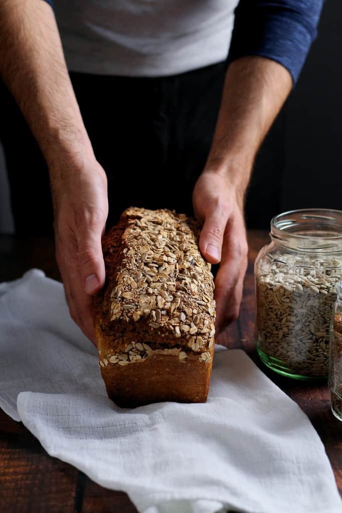 No Knead Multigrain Bread has to be the world’s easiest loaf. No kneading, no rising time, just mix the ingredients and bake in the oven until done. Full of healthy seeds and grains, this bread is delicious toasted and keeps well for several days.