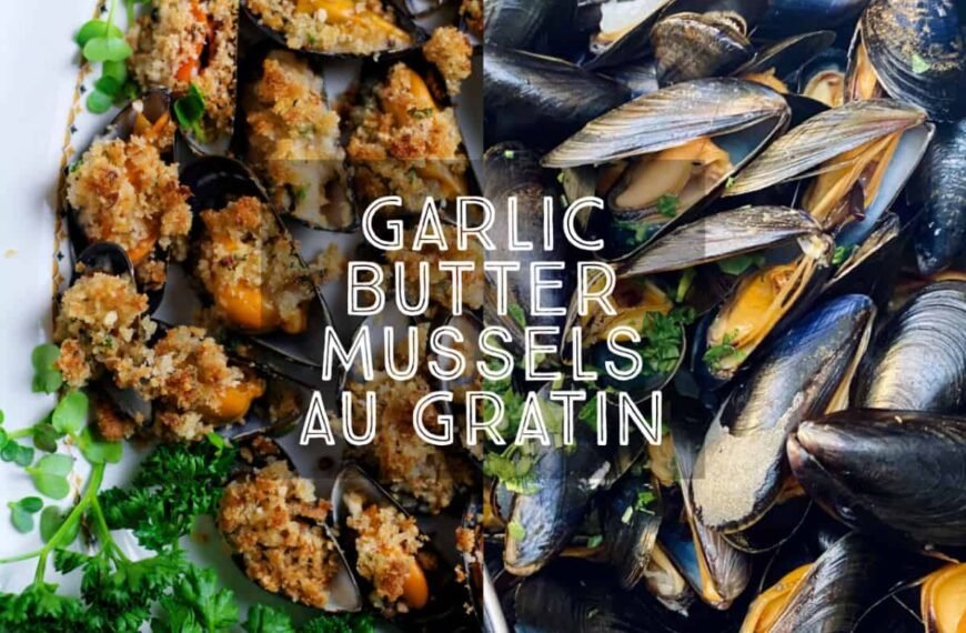 Mussel au gratin or as the Italians call them Cozze al Forno are a fantastic starter or light meal for two. So quick and easy to prepare they are packed with Mediterranean flavour.