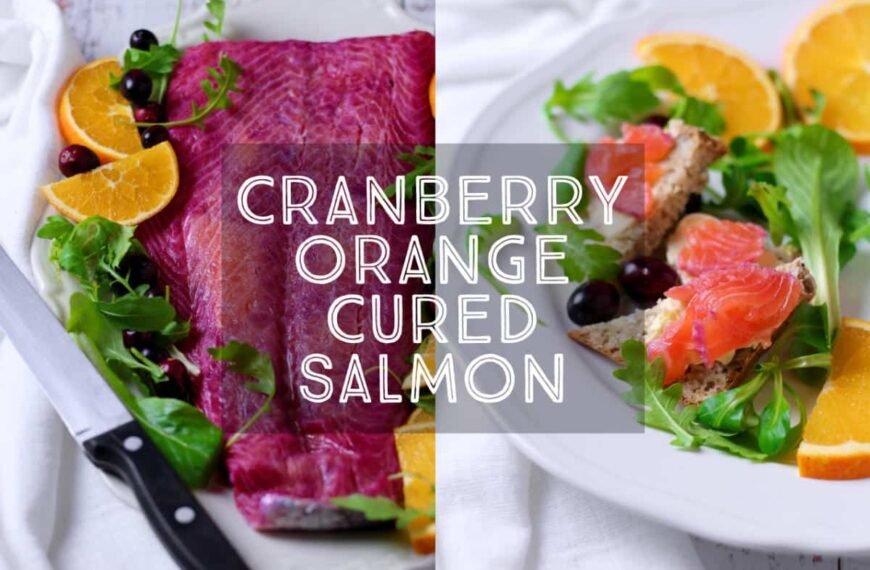 With beautifully bright colours Cranberry Orange Cured Salmon is a wonderful dish to serve as a starter at your festive table. It’s so simple to make and home and delicious with a creamy horseradish sauce.