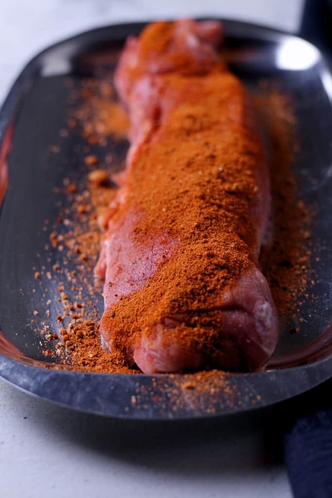 Pork tenderloin with spice rub.