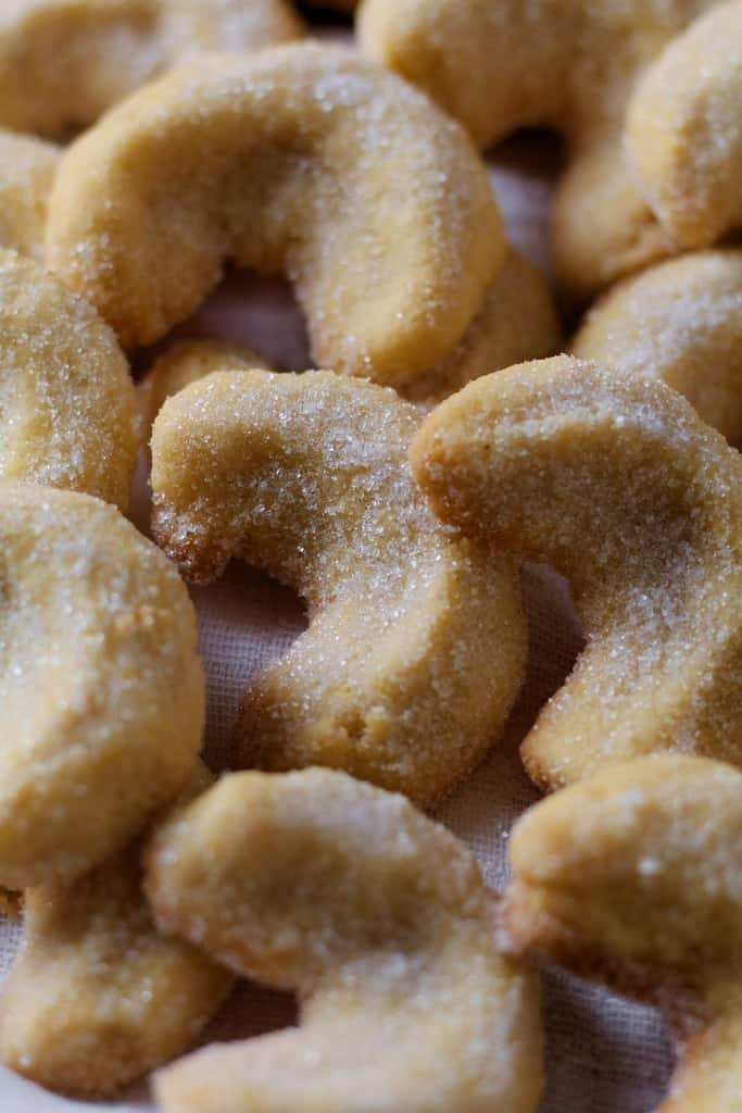 Christmas wouldn’t be Christmas in Germany without the wonderful tradition of ‘Plätzchen’ - tins of mixed, homemade biscuits, all different and made with exceptional care. Possibly the most beloved of all are Vanillekipferl, crumbly, buttery crescents or moons.