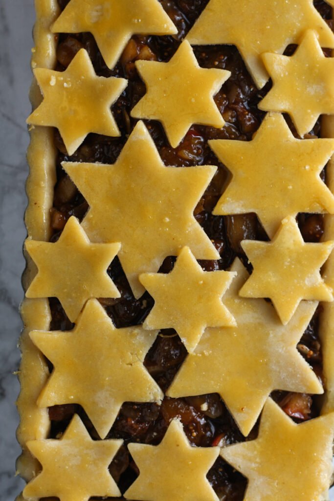 Decorating Fruit Mince Tart with stars