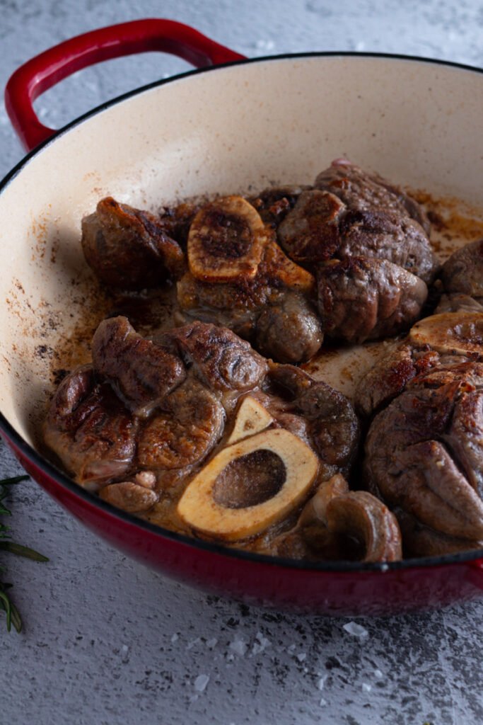 Well browned beef Shanks for Osso Bucco.