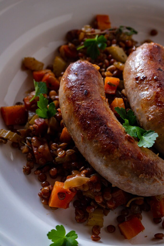 Italian Sausages and Lentils