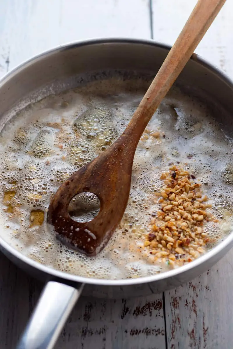 Sizzling butter for brown butter sauce