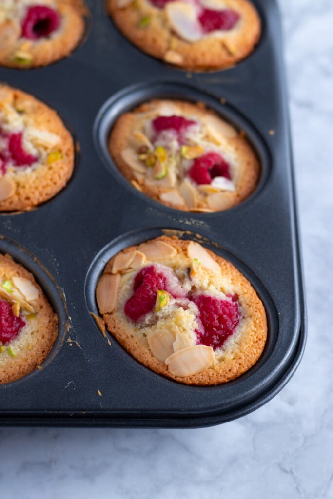 Baked Raspberry and Almond Friands in a Friand Pan