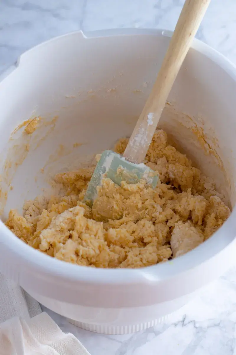 A picture of sweet shortcrust pastry in a mixing bowl