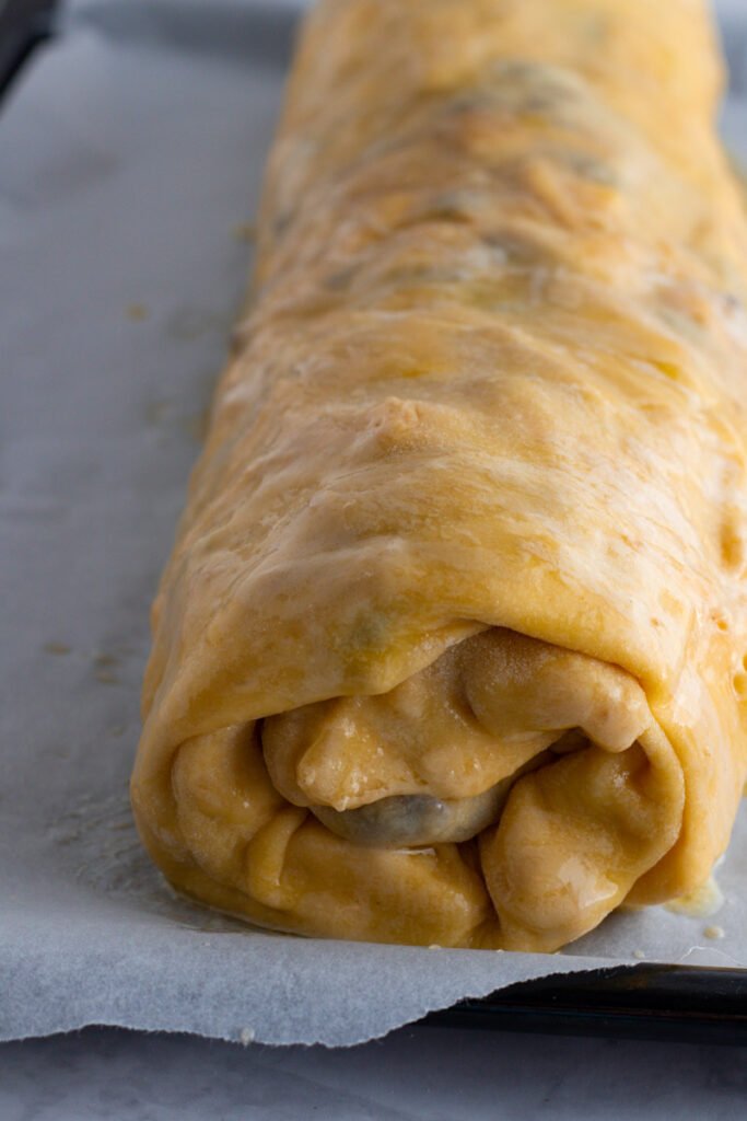 Rolled Strudel ready to be baked