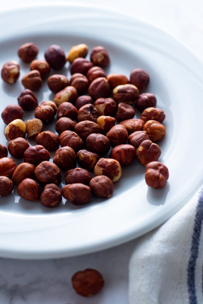 Hazelnuts on a plate.