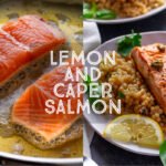 Lemon and Caper Salmon Recipe title card.