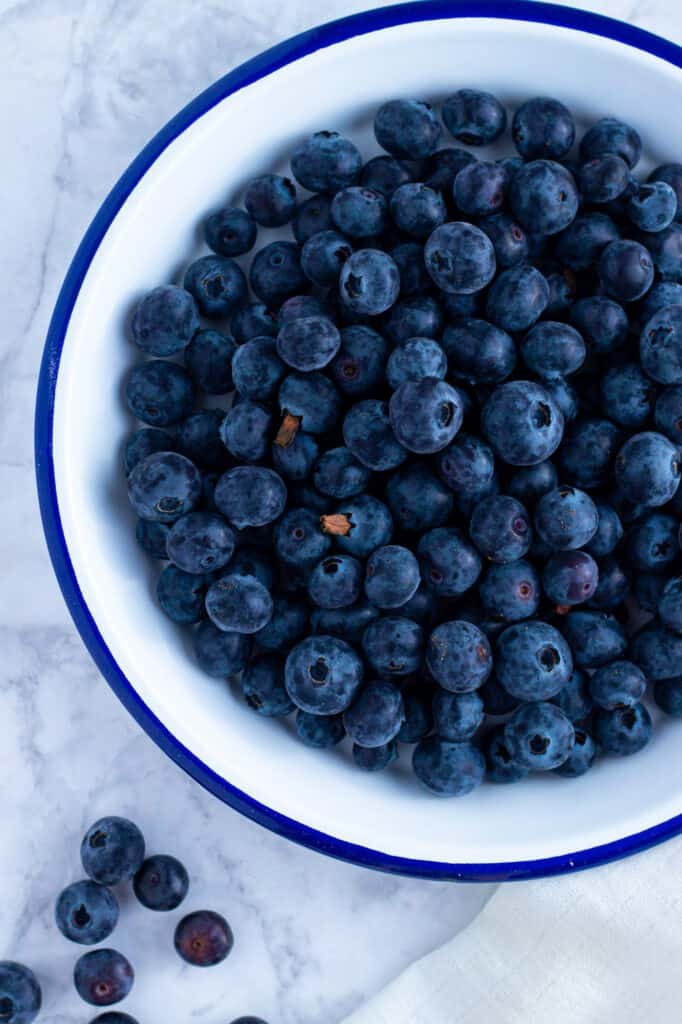 Blueberries in a dish.