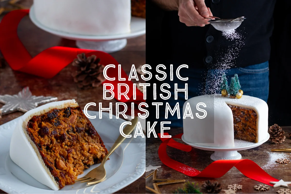 Classic British Christmas Cake recipe title card.