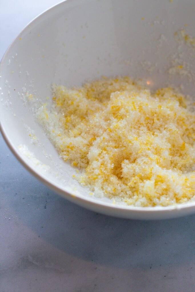 Lemon sugar in a bowl.