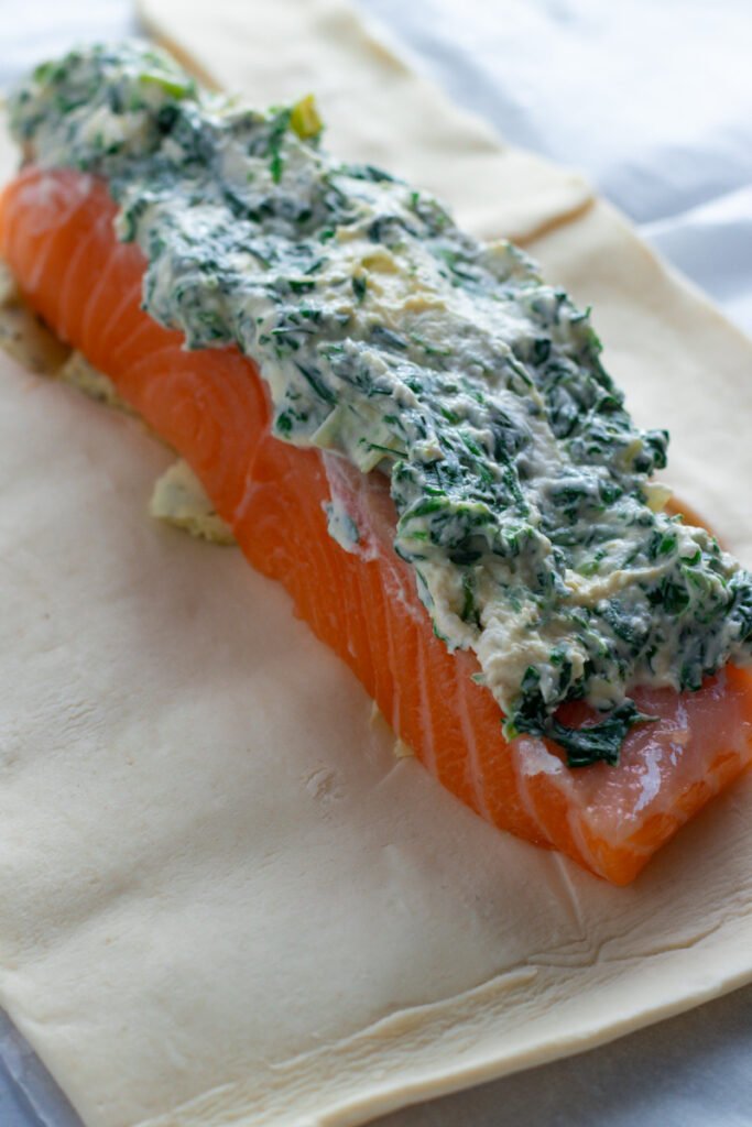 Salmon fillet with cream and herb filling.